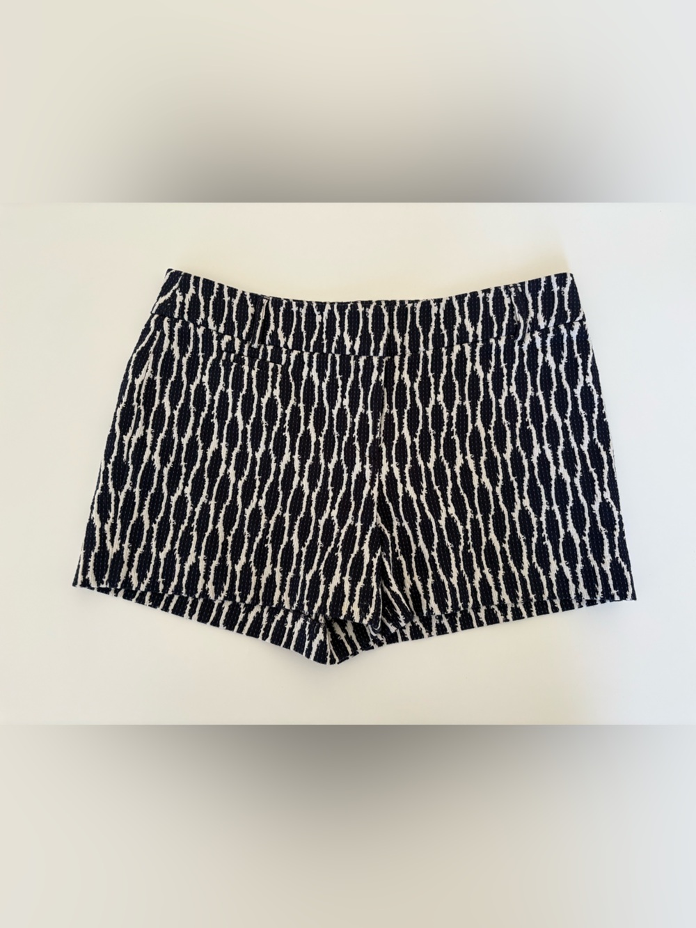 LOFT Black and White Patterned Jean Shorts
